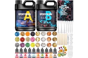 Kit de Resina Epoxi MOYKSRR Transparente, 512ml con Lentejuelas, Pigmento y Borlas para Manualidades y Bricolaje