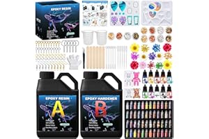 KIMIGO Resina Epossidica 1020 ml Kit Trasparente, Rapporto 1:1 Colla Epoxy con Indurente per Creazione di Gioielli, Fai da Te, Pendenti per Collane, Legno
