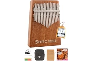 Sonolimba "Kalimba mit 17 Tasten" - Daumenklavier aus hochwertigem Akazienholz - Finger Thumb inkl. Schutztasche, gratis Liederbuch und Stimmhammer - Marimbaphone (Geeignet für alle Altersgruppen)