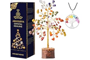 ABHISUBYA Tree of Life – Seven Chakras – Decorative Home Accessories – Crystals and Gemstones – Crystal Tree – Room Decor – Meditation Accessories – Housewarming Gift – Gift Set