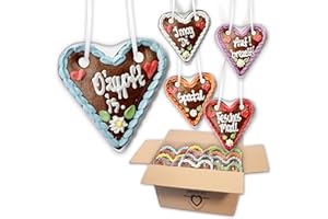 ‎LEBKUCHENWELT Lebkuchenherzen 20 Stück beliebte Oktoberfest Sprüche Mischkarton - 14cm - Wiesn Lebkuchenherz Bayerische Kosenamen kaufen | LEBKUCHEN WELT