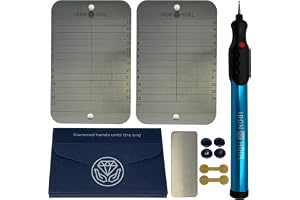 IRON HODL Steel Wallet + gravyrpenna blå + testplatta, skruvar, klistermärken, låda – (2 x 24 + 1) Recovery Seed fras metallplatta Crypto Wallet Bitcoin Wallet Crypto Cold Wallet Crypto Ledger