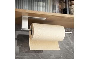 OETAMS Portarotolo Cucina, Portarotoli Cucina Sottopensile Autoadesivo Porta Rotolo Cucina Montaggio a Parete in Acciaio Inox, Porta Scottex Carta per Cucina e Bagno, Senza Forature, Argento