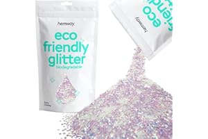 HEMWAY Paillettes biodégradables nacrées irisées respectueuses de l'environnement À base de plantes Bio Extra Chunky pour le visage Corps Cheveux Artisanat Résine Festival 100g / 3.5oz