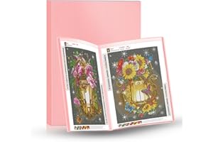 Bellatoi Diamond Painting Album A3, Diamond Art Folder, A3 Display Book, Diamond Painting Storage (Pink Album A3-20 Pages, Holds 40 Sheets)