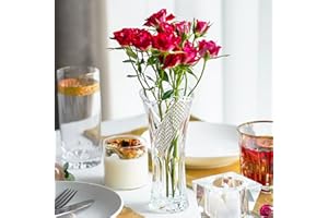 QFKRIS Clear Crystal Vases for Centerpieces, 6.9 Inch Modern Glass Vase for Decoration,Spiral Design Flower Vases for Party Wedding Birthday