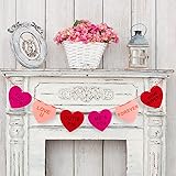 Whaline Valentine's Day Felt Heart Garland Banner for Indoor Outdoor Wedding Engagement Anniversary Party Favor(9.8 feet)