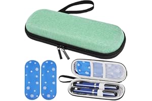Fefod Borsa Termica per Insulina, Borsa per Diabetici da Viaggio con 2 Impacchi di Ghiaccio, Portatile Custodia Per Insulina Per Diabetici, Perfetto per l'aereo, le Vacanze e i Viaggi D'affari（Verde）