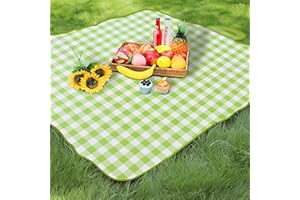 TFSZE Coperta da Picnic 300cm×200cm,Tappetino da Spiaggia Pieghevole,Coperta picnic Portatile con Maniglia,Tappetino da Picnic Lavabile Plaid Verde,Adatto per Escursionismo Viaggi Campeggio Parchi