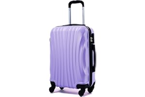 R.Leone Valigia da 1 pezzo Fino a Set 4 Trolley Rigido grande, medio, bagaglio a mano e beauty case 4 ruote in ABS 2037 (Lilla, S Bagaglio a mano)