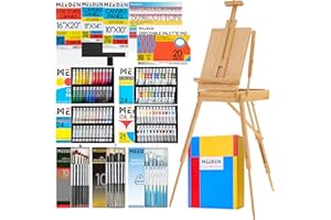 MEEDEN 149pcs conjunto de pintura de caballete francés, conjunto de pintura integrado, conjunto de pintura de acuarela de aceite acrílico y pincel, suministros de pintura de arte para adultos