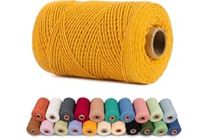 LEREATI Hilo Macrame 1mm x 200m Cuerda Macrame Cuerda de Algodon Suave Cordel Algodon, Hilos para Hacer Pulseras Cortina Colgar Fotos DIY Manualidades Colgante de Pared Atrapasueños (Dorado)