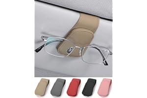 JEJA Uchwyt na Okulary Samochodowe, Skórzany Klips do Okularów Samochodowych, Uchwyt na Okulary Przeciwsłoneczne do Samochodu Klips, Beżowy