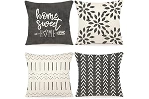 YCOLL Federe Confezione da 4 Copricuscini Decorativi Fodere in Lino 40x40cm Quadrate per Cuscino per Divano Sedia Cuscini