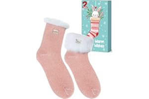 URECOVER Christmas Gifts for Women Thermal Socks: Ladies Fluffy Socks Womens Wool Pile Lined Thick Warm Bed Socks for Women, Stocking Fillers Women Secret Santa Xmas Gifts for Mum Teenage Girls Gifts for Her
