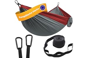 ‎GRASSMAN Hängematte Camping - Ultraleichte Outdoor Hängematte, Perfektes Camping Geschenke, Camping Hängematte Outdoor,1 Person mit Baumgurten + Karabiner