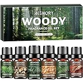 AESHORY Holziges Ätherische Öle Set für Diffuser 6 x 10ML, 100% Naturrein Aromatherapie Duftöl Geschenkset für Kerzenherstell