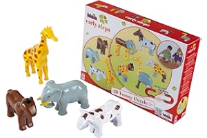 Theo Klein-77 Funny Puzzle con 4 Animales Magnéticos, Edad 1+, con Jirafa, Elefante, Caballo Y Vaca, Juguete, Multicolor (77)