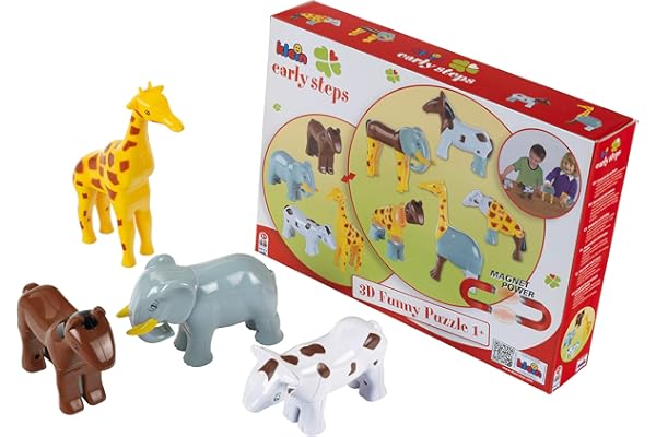 Theo Klein 77 Funny Puzzle, Puzzle magnétique, 4 Animaux | Les pièces du Puzzle se fixent Entre Elles par aimants | Jouet pour Enfants à partir d'un an