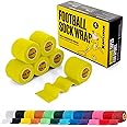 6 Rolls SPORTTAPE Self-Adhesive Football Sock Tape | 5cm x 4.5m - Yellow | Cohesive Bandage Sock Wrap, Shin Pad Tape | Goalkeeper Wrist Tape & Football Ankle Tape | Pet & Vet Wrap for Dogs, Horses
