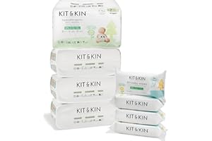 Kit & Kin Premium Eco Size 2 Newborn Essentials Starter Pack | Sustainable Baby Nappies and Biodegradable Water Wipes | Hypoallergenic with Flash Dry High-Performance Layer (152 Nappies, 240 Wipes)