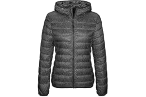 Wantdo Piumino Leggero Ripiegabile Giacca con Cappuccio Antivento Giubbotto Corto Slim Fit Capispalla da Montagna Caldo Invernale Donna