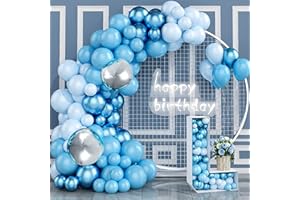 JOKAPY Decorazione Compleanno Blue, 115 Pezzi Kit Arca Palloncini Compleanno Palloncino in Metallo, Kit Ghirlanda Palloncino Blu per Ragazza, Decorazione Compleanno, Battesimo, Matrimonio Graduazione (Blu)