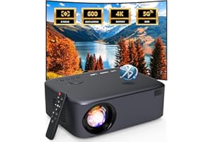 Proiettore 4K Supporta, AKATUO 15000L Videoproiettore 1080P Nativo 5G WiFi Bluetooth con 50% Zoom, Mini Proiettore Portatile per Phone/iOS/Android/TV Stick/HDMI/USB (Bluetooth 4K supportato 5G WiFi)