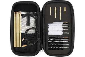 Kit di pulizia per armi FOCUHUNTER per calibri 4,5/5,55/9/12,7 mm, kit di pulizia per pistole 22 in 1 con aste in ottone, spazzola in nylon, mocio, punte scanalate, cavo flessibile