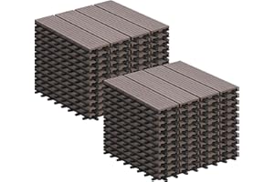 Laneetal WPC Fliesen 22er Set für 2 m², Terrassenfliesen Klicksystem, Balkonfliesen 30x30 cm, Klickfliesen Terrasse Balkon, Bodenfliesen Bodenbelag für außen, Braun