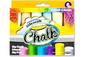 Premier Stationery World of Color kreda chodnikowa dla dzieci, gry ogrodowe, masywne kredy dla małych dzieci, łatwa do mycia, kreda chodnikowa, jasne kolory (zestaw 6 różnych kolorów)