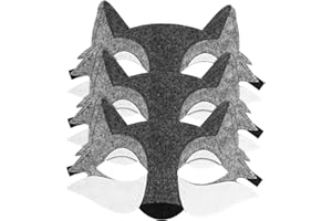 NUOBESTY Loup Animaux 3PCS Feutre Loup Masques Moitié du Visage Animaux Masques Dress Up Costume pour Enfants Party Favors ()