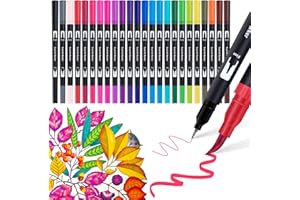 ‎AKARUED AKARUED Dual Brush Pen Set: Filzstifte 24 Farben Pinselstifte Marker Fineliner Aquarell Für Bullet Journal, Malbücher, Handlettering, Manga Kalligraphie stifte Malstifte Für Kinder und Erwachsene