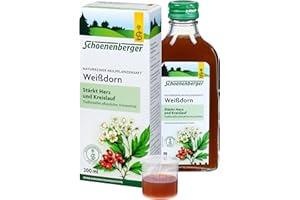 ‎SCHOENENBERGER Schoenenberger - Weißdorn naturreiner Heilpflanzensaft - 1x 200 ml Glasflasche - natürliche Herz-Kreislauf-Unterstützung - traditionelles pflanzliches Arzneimittel