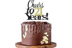 Sumerk Cheers to 21 Years Cake Toppers 21st Birthday Cake Topper Wedding Anniversary Party Decorations Supplies - 1 Pack