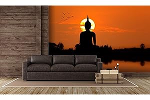 Oedim - Fotomural Vinilo para Pared Buda en el Atardecer | Fotomural para Paredes | Mural | Vinilo Decorativo | Varias Medidas 200 x 150 cm | Decoración comedores, Salones, Habitaciones.