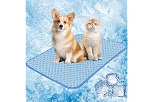 Spessn Kühlmatte für Hunde-Upgrade selbstkühlende Hundematte Sommer-Kühlmatte für Haustiere für Hunde Waschbares Eisseidenpolster rutschfeste, weiche, Kühldecke für Hunde-55*92cm