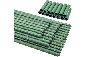 HZNZYHD 30PCS Garden Stakes,11mm x 40cm Green Plant Support Sticks with Straight Connecting Pipe,Plants Growing Sticks,Garden Canes Vine Support Stakes for Vegetables,Plants,Shrubs and Pea