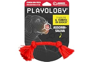 Playology Corde à mâcher Dri-Tech pour Petits Chiens (Jusqu’à 7 kg) | Jouet Stimulant pour Chiens au Parfum bœuf 100% Naturel pour Les mâcheurs endurcis | Facile à Nettoyer et Non Toxique