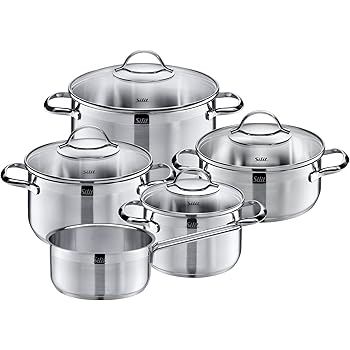 Silit Achat Topfset, 5-teilig, mit Glasdeckel, Kochtopf