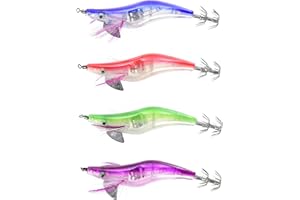 Evilandat Kit de 4 Leurres Turluttes LED Poissons Nageur Flottants Luminieux Swimbaits pour Pêche À La Nuit 4 Couleurs