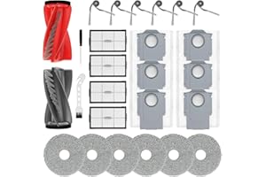 BUXEBUX Zubehör für Roborock Saros 10R/ Qrevo CurvX/Qrevo Curv 2 Pro Saugroboter Ersatzteile, 2 Hauptbürsten, 4 HEPA-Filter, 6 Wischpads, 6 Seitenbürsten, 6 Staubbeutel, 26 Stück