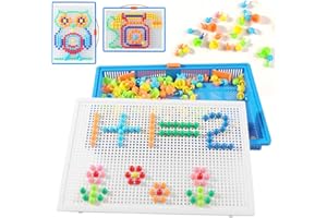 KingYH 350 Pezzi Giochi Bambini Chiodini Mosaico di Puzzle 3D Gioco Bottoni per Bambini Giocattoli a Mosaico Bambini Portatile Giochi Educativi Creativi Regalo per Bambini 2-5 anni