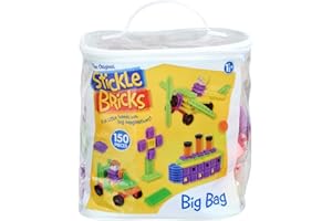 Stickle Bricks Big Bag – Toddler Construction Toy with Assorted Shapes & Colours – Easy Stick & Stack Building Blocks for Creative Play – Storage Bag Included – Ages 18 Months+ – STEM Learning Fun