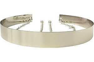 Live It Style It Cinturón de cintura de metal para mujer Espejo ancho Oro Dorado Plata Plateado Cadena llena Cadenas de pretina