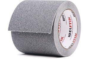 WELSTIK Bande Antidérapante adhésive, Forte Adhésif, Ruban Autocollant Anti-dérapante, pour Intérieur et Extérieur, pour la Sécurité au Travail et la Maison. Bande Sécurité, 10 cm x 5 m, Gris