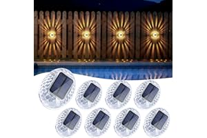 AGPTEK Lampes Solaires de Clôture Déco Coquille, 360° Transparent Lumière Jardin Extérieure Étanche IP65, Contrôle Intelligent Applique Murale Polyvalente avec Panneau Solaire Incliné-8PCS