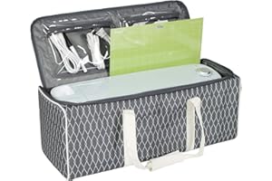 Everything Mary Die Cut Storage Case, Grey with Geometric Print - Carry Bag for Cricut, Brother, Silhouette, and Most Diecut Machines - EVM12400-2