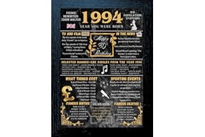 Aryllis A4 Framed 30th Birthday Print, The Year You Were Born - 1994, Manufactured in the U.K., Birthday Gift for 30 Year Old - Black Frame