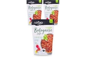 ‎LOTAO LOTAO Vegane Bolognese mit veganem Hack 3x320g Paket | BIO Tomatensauce mit Veggie Hack Fleischersatz | Schnelle vegetarische und vegane Fertiggerichte + Lebensmittel ohne Zusatzstoffe + Soja